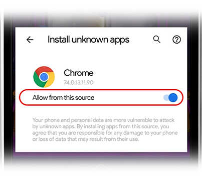 Android allow source